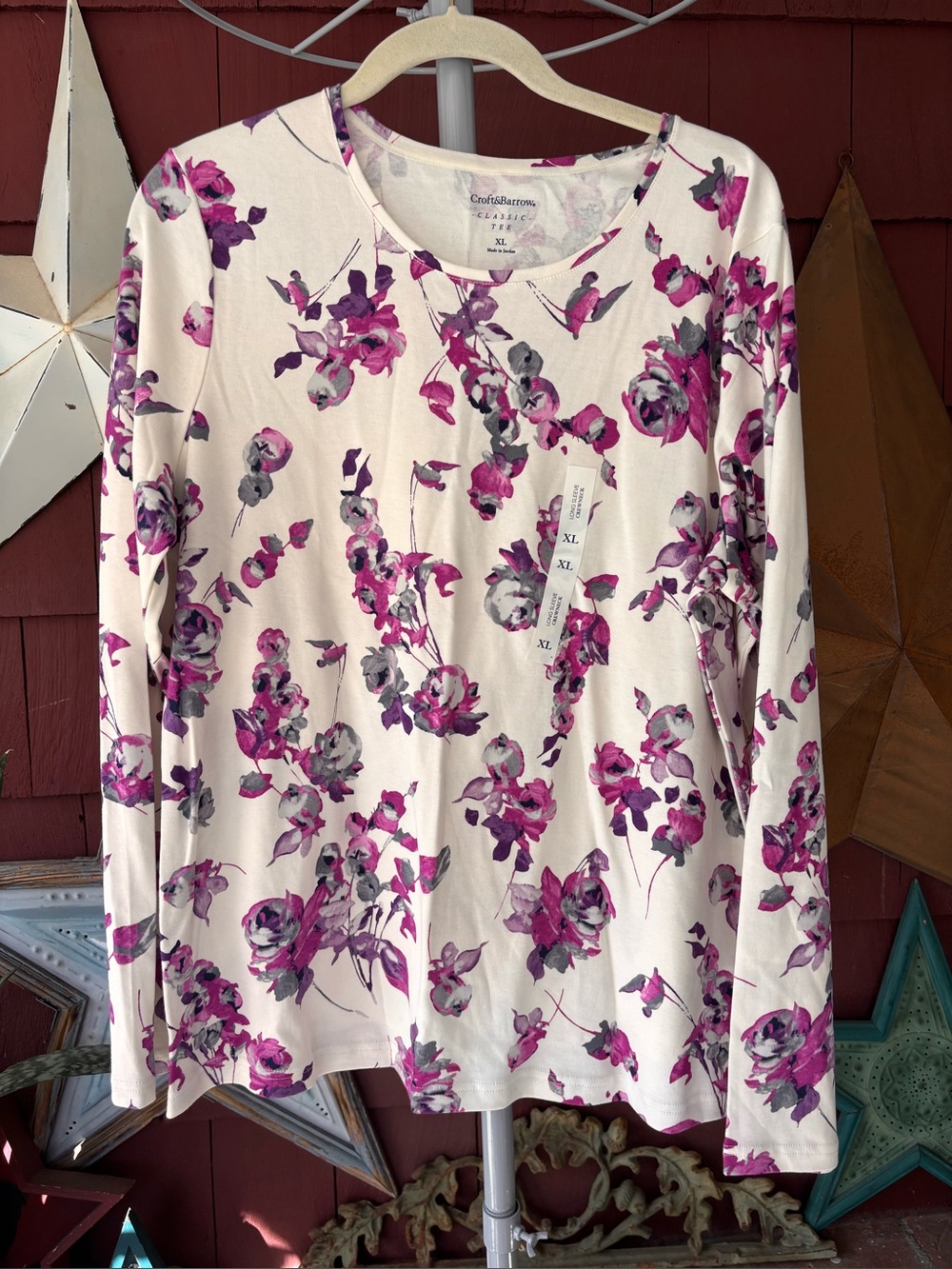 NWT Y2K Croft & Barrow Floral Long Sleeve Top Size XL